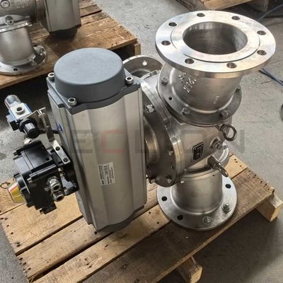 Ball Type 3 Way Gravity Pneumatic Diverter Valve For Conveying Powder And Granular