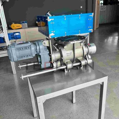 Stainless steel rotary valve with large flow cross-section, suitable for pneumatic conveying
