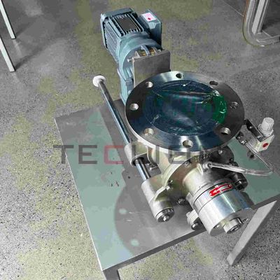 Stainless steel rotary valve with large flow cross-section, suitable for pneumatic conveying